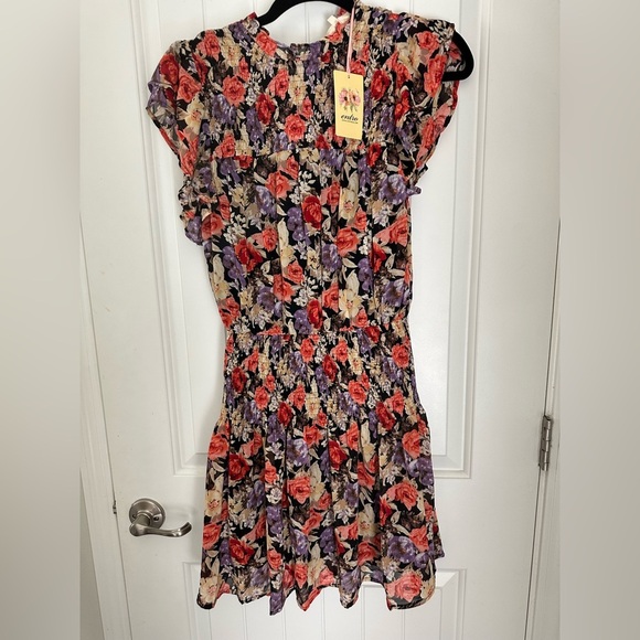 entro Dresses & Skirts - Entro Vibrant Floral Smocked Dress